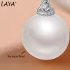 Boucles d'oreilles Laya Shell Perle Oreding Boucles pour femmes Pure 925 argent sterling brillant blanc cubique zircone élégante luxe fini de luxe