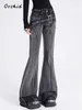 Jeans pour femmes harajuku large jambe large conception de conception d'évasion Femme vintage slim y2k 2024 Spring Streetwear Style Denim Tanter