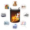 Laundry Bags Bathroom Basket Soccer Ball Fire Foldable Hamper Clothes Organizer