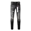 Pantaloni da donna marca viola di alta qualità 1: 1 2024 Slim moda jeans street black strappato patch