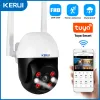 Kameralar Kerui 3MP 5MP PTZ WIFI IP Kablosuz Kamera Tuya Akıllı Açık Ev Güvenliği 4x Dijital Zoom Dome Kamera CCTV Video Gözetim