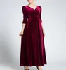 Women Clothing Plus Size Long Dress Velvet Autumn VNeck Evening Bridesmaid Party Prom Abayas Muslim kaftan African Maxi 240320