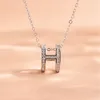 Women's H-letter Pendant Set with Diamond Zircon Trendy and Fashionable Collar Chain Jewelry Necklace