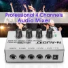 Versterker MX400 Audiomixer Ultra compact geluid Lage ruis met Power Adapter Mini 4 Channel DJ Karaoke Audiomixer Hoofdtelefoonversterker