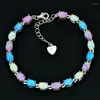 Charm Bracelets JLB-052 Trendy kostbarer ovaler Edelstein Weiß rosa blaues Feuer Opal Tenis für Frauen elegante Schmuck Geschenkliebhaber