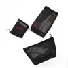 Borse di stoccaggio kit da toeletta trasparente per donne borse da sacco cosmetico a maglie nera con cerniera casual e organizzazione