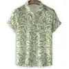 Men's Casual Shirts Vintage Plants Flower Leaf 3d Print Shirt Men Summer Hawaiian Street Beach Short Sleeves Tops Lapel Button Aloha Blouse