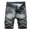 Zomer stretch korte denim jeans heren borduurgaten