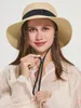 Szerokie brzegowe czapki damskie letnia bownot wstążka słomka krem ​​przeciwsłoneczny UV Protect Panama Bonnet Regulowane składane plażowe słońce Dziewczyna