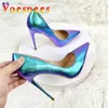 Dress Shoes Evening Party Elegant Single 12CM Fashion Pointed Holographic High Heels Bling Snakeskin Unique Wedding Pumps Women