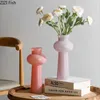 霜のピンクガラスの花瓶の机の装飾水耕栽培植木鉢装飾的なアレンジメントモダンな家の装飾花
