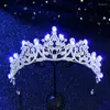 Clip per capelli Tiara di cristallo di lusso per donne corone da sposa da sposa Accessori per la sposa Light LED Girls Crown 2024