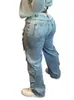 Frauen Jeans Benuynffy 2024 Cargohose Amerikanische Streetwear Vintage Multi-Tocket Casual Straight Taille Y2K Kleidung