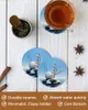 Bordmattor Zen Stones gren Flower Round Coffee Kitchen Accessories Absorberande keramiska daler