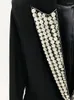 Women's Suits HIGH STREET Est 2024 Fashion Designer Jacket Rhinestone Diamonds Strass Beaded Sinble Button Blazer