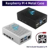 Fall Raspberry Pi 4 Metal Case Black Sier Vents Shell With Cooling Fan Valfritt kylfläns Kraftförsörjning för Raspberry Pi 4 Model B