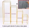 Party Decoration Gold Wedding Arch Flower Stand Dessert Table Metal Square Frame Square Geometric Shelf 4pcs / Lot