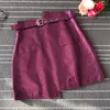 Skirts Women Designer Glossy High Waist Irregular Short Streetwear Sashes A-Line Real Leather Mini Skirt Fashion Office