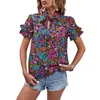 Women's Blouses Ethnic Style Women Top Stylish Summer Tops Stand Collar Ruffle Blouse Floral Print Shirt Loose Fit For Her