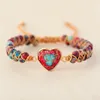 Braccialetti di fascino Boemia Heart Imperial Jasper Bracciale Red Stone Natural Frapped Regolable Bangle per regali di donne