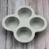 Выпекать плесени 4 полости круглых силиконовых форм для мыла для пудинга, изготовление тройного лотка ручной работы K977