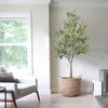 7ft Artificial Olive Tree 83 Tall Fake Potted Faux Plants Inomhus stora grenar och frukt Silkträd 240325