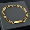 Charm Bracelets 6mm Gold Color Stainless Steel Name Custom Bracelet Personalized Nameplate DIY Jewelry For Women Men Gifts