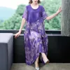 Party Dresses 2024 Purple Floral Midi Dress Women Korean Vintage Casual ...