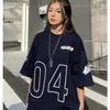 女性のフーディーズ韓国ヘビー級コットンサマーアメリカンレトロストリートホッケーユニフォームルーズカジュアル印刷された男のための短袖Tシャツ