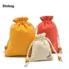 Geschenkverpackung Stobag 50pcs Großhandel Chinese Lotus Leinenbeutel Tuch Tuch Süßigkeit Schmuck Paket Kassade Aufbewahrungsbündel Tasche wiederverwendbarer Beutel