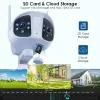 Cameras 8MP 4K Dual Lens Ultra Wide angle 180 ° WiFi IP Camera Outdoor 4MP Vision nocturne en pleine couleur AI Détection humaine Surveillance