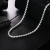 Chains High Quality Real Silver 2/3/4MM 16-24 Inches Necklace For Men Women Rope Chain Fashion Punk Wedding Party Gifts Jewelry