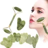 마사지 스톤즈 바위 2pcs/키트 gua sha massager face jade 롤러 미용 건강 피부 스크래핑 천연 돌 구우슈 마사지 240403