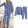 Thuiskleding gebreide pyjama set voor vrouwen warme pyjama's fuzzy sets gezellig fleece oversized pullover broek gelaagdheid camisole