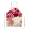 1Pcs Nordic Flower Pattern Kitchen Sleeveless Aprons Cotton Linen Bibs 5568cm Household Women Cleaning Pinafore Home Cooking 240325