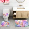 Shower Curtains Colorful Leaves Curtain For Bathroom Decor Toilet Cover And Bath Mat Non-slip Rug Bathtub Waterproof Polyester