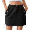 Women's 2024 Summer New Water Washed Drawstring Elastic Waist Denim Short Skirt Trend