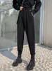 Pantaloni da donna alla moda coreana hipster cargo con cerniera con cerniera s-xl in versatili fidanzati casual neri a lungo