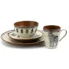 Teller Elama Majestic Wolf 16 -teilige runde Stoare -Geschirr in Taupe Set in Taupe