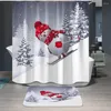 Shower Curtains Digital Printing Christmas Curtain Snowman Bathroom Fabric Waterproof Polyester With Hook