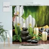 Shower Curtains Zen Spa Curtain Orchid Flowers Bamboo Green Plants Leaf Massage Stone Spring Natural Scenery Bathroom Screen Home Decor