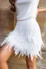 Work Dresses Streetwear Evening Party Nightclub Skirts Women Heavy Industry Tassel Feather Short Skirt Satin Sleeveless Vest Two-Piece Suit