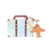 ギフトラップ10/20/30cs分地マップ旅行スーツケース好意キャンディボックスクラフトペーパータグゲストベビーシャワーボックスのためのロープウェディングパーティーの装飾