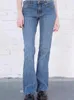 Kadın Kotları 2024 Bahar Bootcut Pants 90'lar Kadın Sokak Giyim Kız İnce Pantolonlar Düşük Bel Zipper Cep Denim