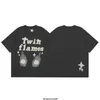 Best Quality Tik Tok Influencer Same Designer Brand Pure Cotton Trendy Broken Planet Bp Foam Letter Printed Round Neck Pullover Mens Short Sleeved High Street T-shirt