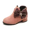 Stövlar Shujin Children's Ankle Princess Sweet Warm Shoes Big Bow-Knot Autumn Winter Girls Fashion Comfort for Kids