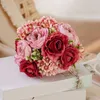 Dekorative Blumen 1 Bündel Romantische künstliche Rosenblume Hochzeit Braut Bouquet Wohnzimmer Dekor Arrangement Seidenprografie Requisite
