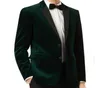 Tweede stuk Dark Green Velvet Wedding Groomsmen Tuxedos 2018 Custom Made Blazer Business Men Suits Black Pants Jacket1009550