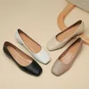 Casual Shoes Flat Women Loafers Simple Low Heels Office Work Slip On Footwear Ladies Square Toe 2024