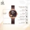 Guarda Shengke Watch for Women Creative Brown Mesh Band Women Watch Japanese Quartz Reloj Mujer Fashion Designer Serise Montre Femme